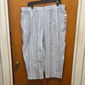 Casual Striped Blue and White Capris